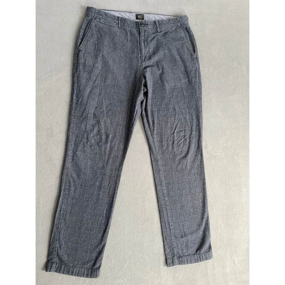 J.Crew Chino Pants Mens 34x32 Gray Glen Plaid At399  Stretch Comfort 34x30 Fit